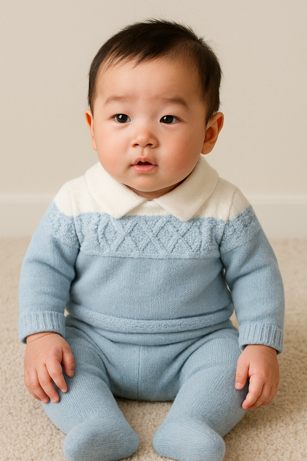 新生児〜ベビー用 長袖ニットボディスーツ｜秋冬.