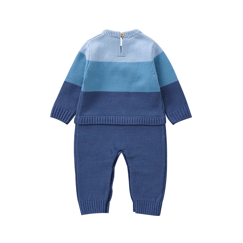 くまさん柄 ふんわりニット ベビーロンパース