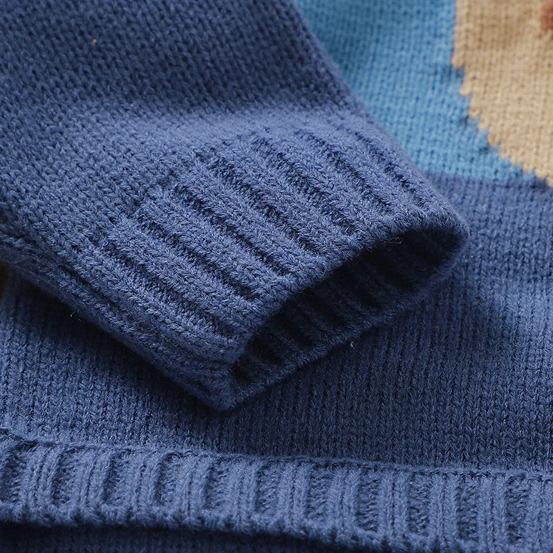 くまさん柄 ふんわりニット ベビーロンパース