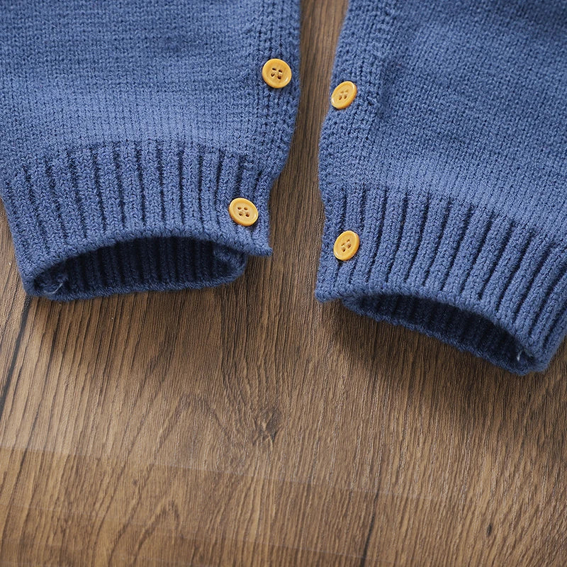 くまさん柄 ふんわりニット ベビーロンパース