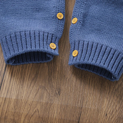 くまさん柄 ふんわりニット ベビーロンパース