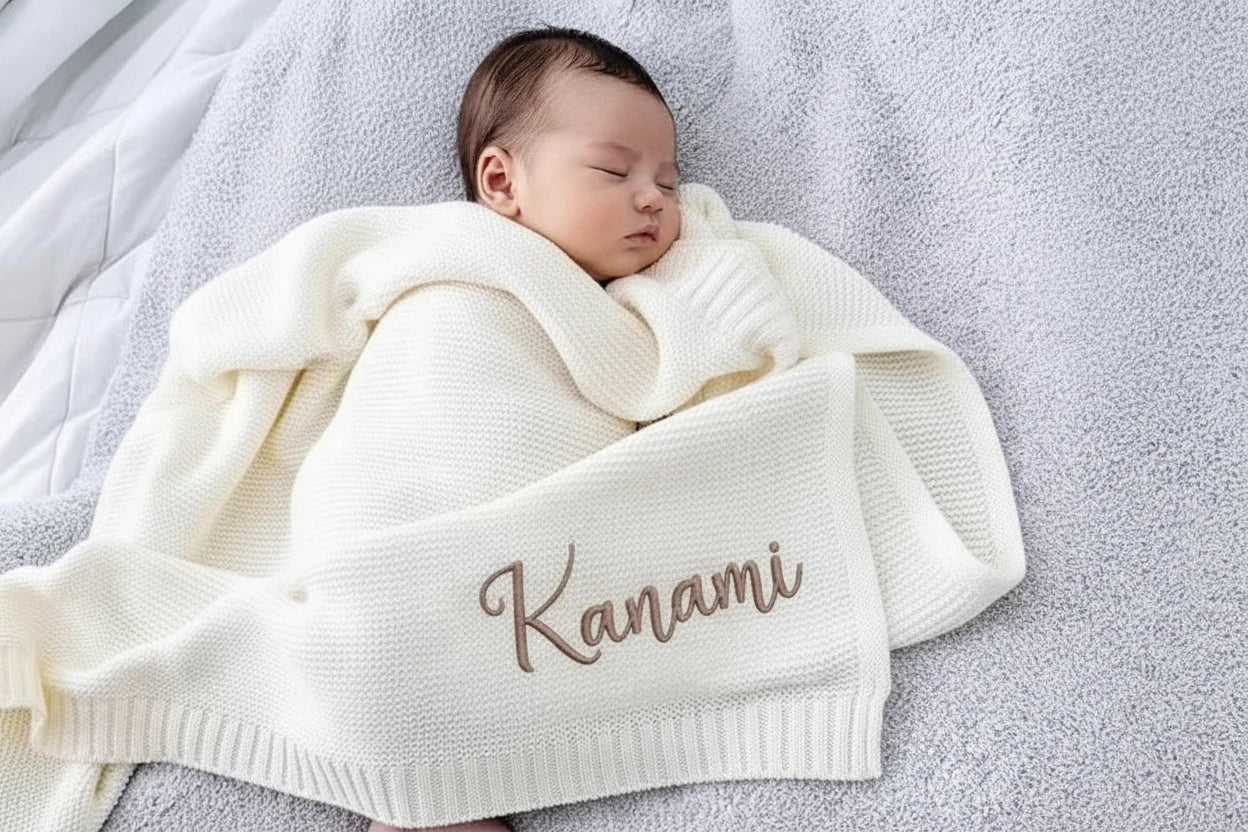 名入れ刺繍ができるベビーブランケット